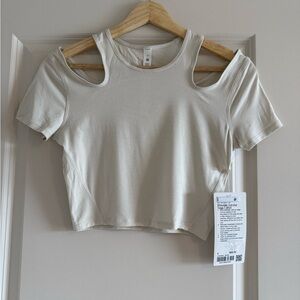 Lululemon Shoulder Cut-Out Yoga T-Shirt Size 4 Bone NWT